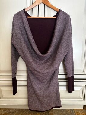 lululemon athletica Cowl-Back Mini Dress/ sweater in Plum and Heathered Mauve